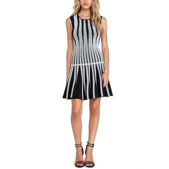 Diane Von Furstenberg Celine Fit & Flare Black White Sleeveless Dress DVF XS - Picture 1 of 11